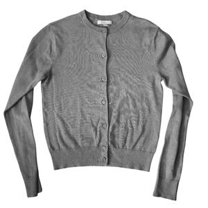 H&M Brown Button Up‎ Cardigan Sweater Round Neck Soft Knit XS